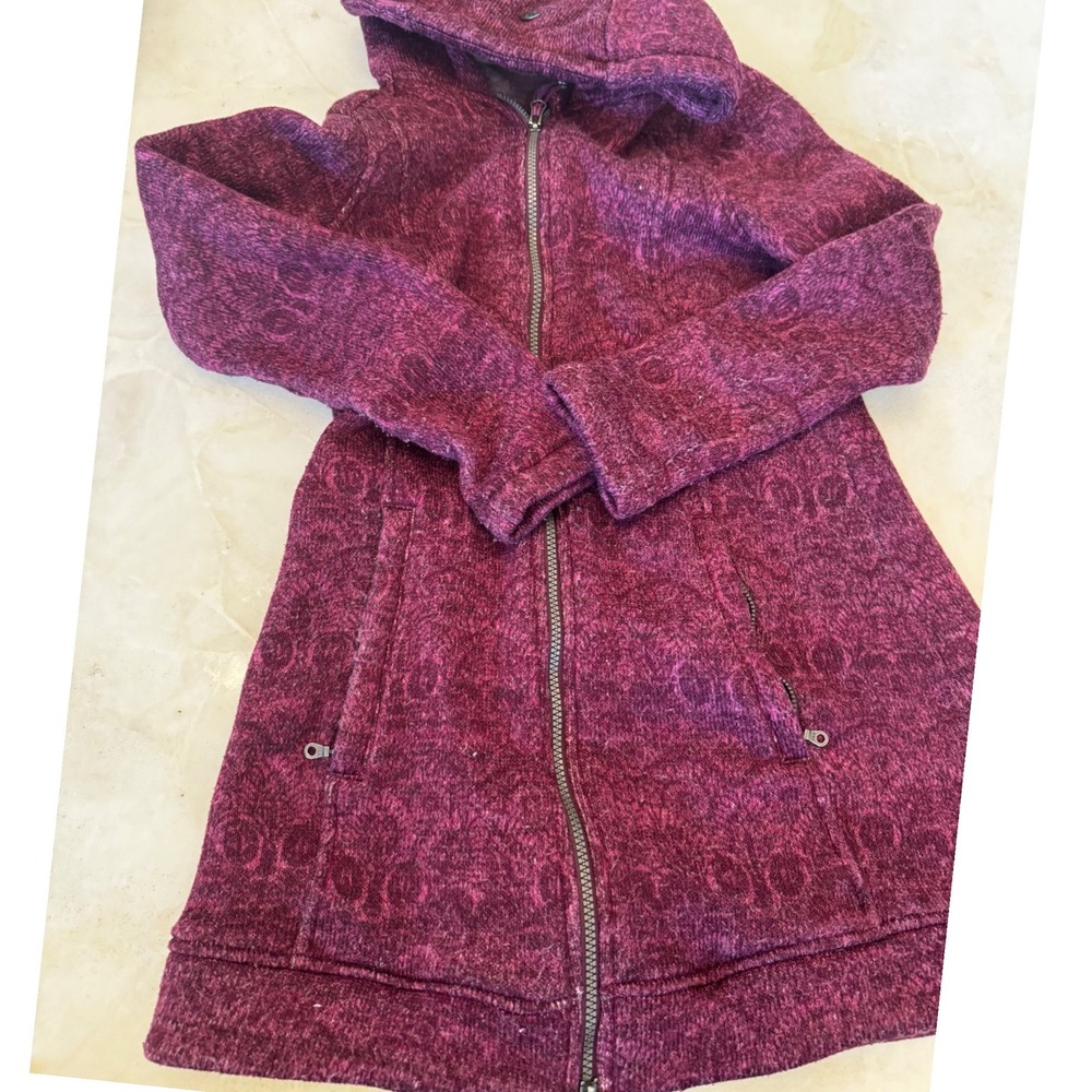 Athleta Magenta Purple Marl Hooded Full Zip Sweater Jacket Small W064
